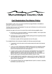Cart registration fee waiver policy