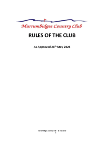Club Rules – As approved by the members – 28 May 2026